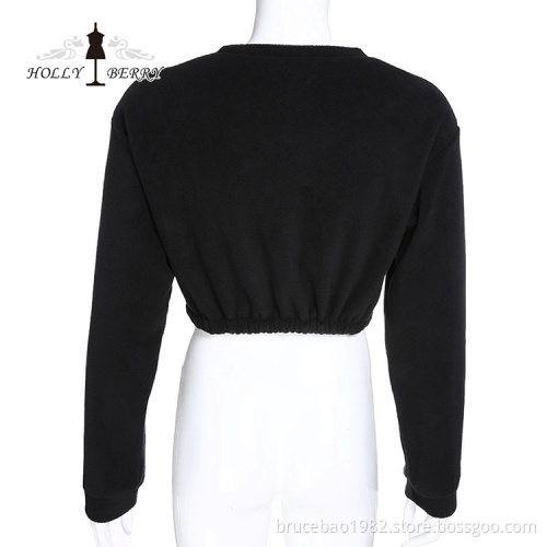 Elastic Midriff-baring Fashion Girls Blouse